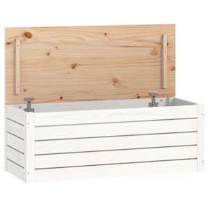 Úložný box bílý 89x36,5x33 cm masivní borové dřevo - obrázek 2