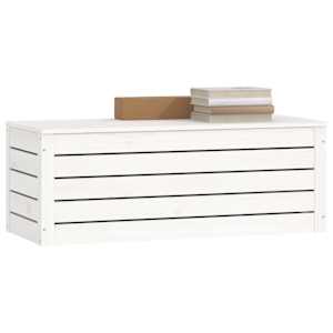 Úložný box bílý 89x36,5x33 cm masivní borové dřevo - obrázek 4
