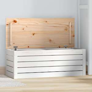 Úložný box bílý 89x36,5x33 cm masivní borové dřevo - obrázek 1