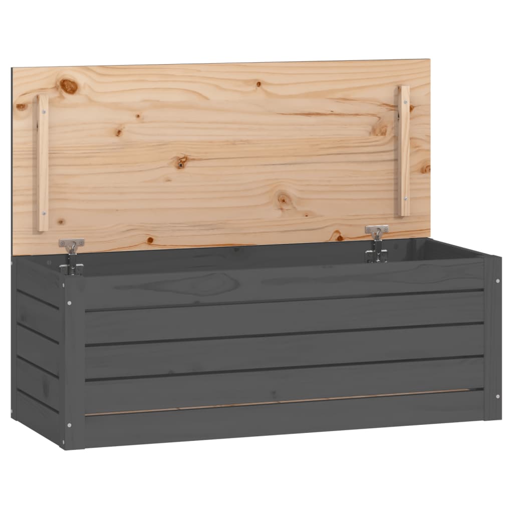 Úložný box šedý 89x36,5x33 cm masivní borové dřevo