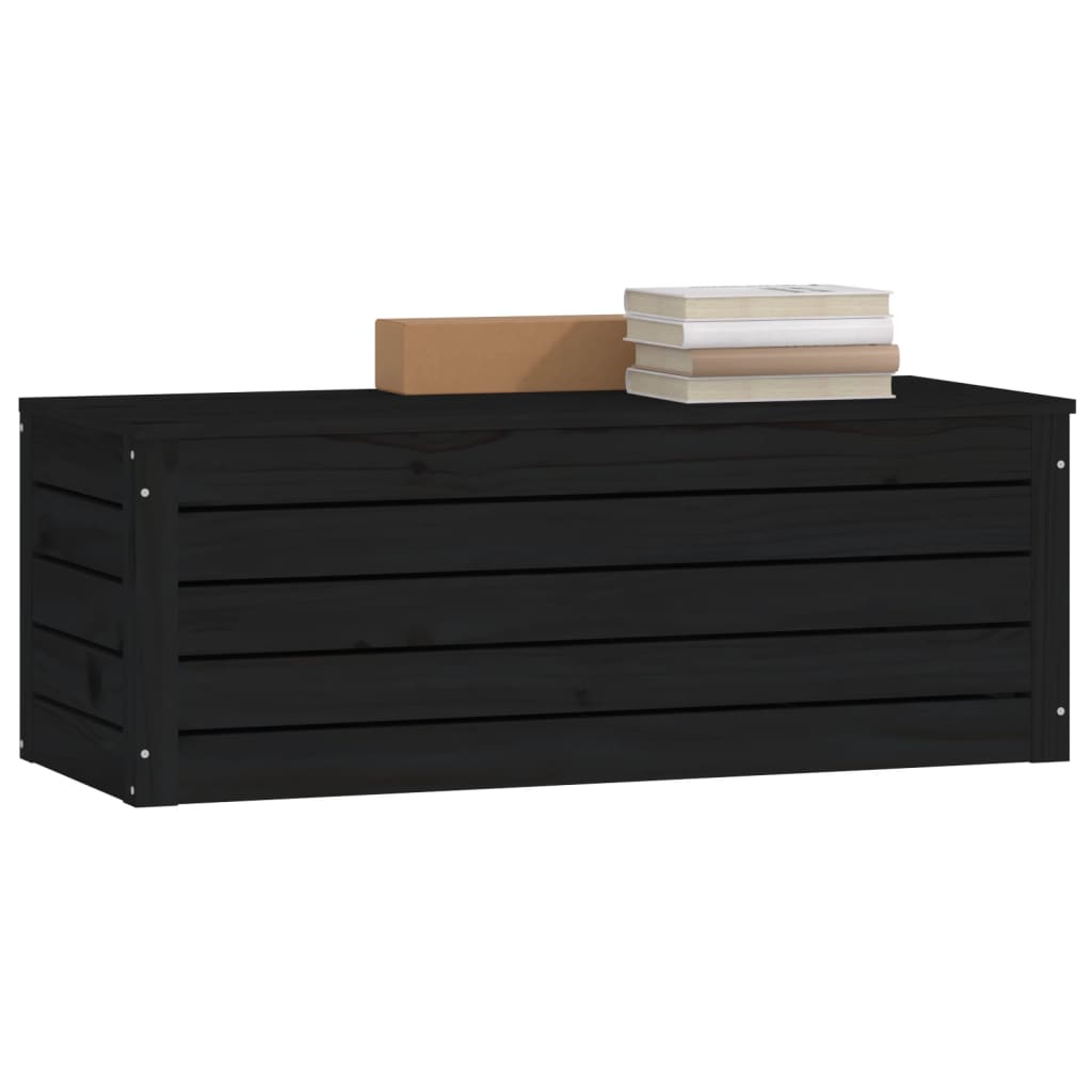 Úložný box černý 89x36,5x33 cm masivní borové dřevo