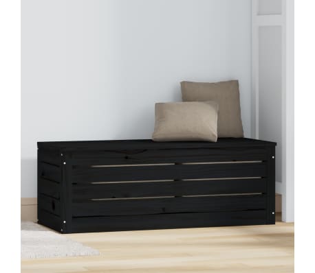 vidaXL Skrzynka do przechowywania, czarna, 89x36,5x33 cm, lita sosna