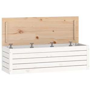 Úložný box bílý 109x36,5x33 cm masivní borové dřevo - obrázek 2
