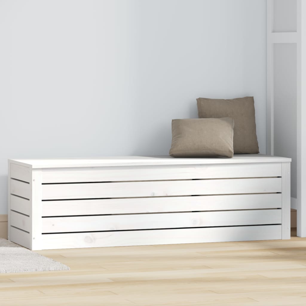 vidaXL Úložný box biely 109x36,5x33 cm masívna borovica
