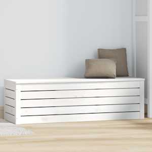 Úložný box bílý 109x36,5x33 cm masivní borové dřevo - obrázek 3