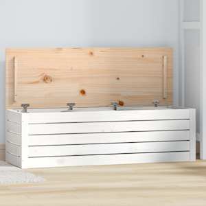 Úložný box bílý 109x36,5x33 cm masivní borové dřevo - obrázek 1