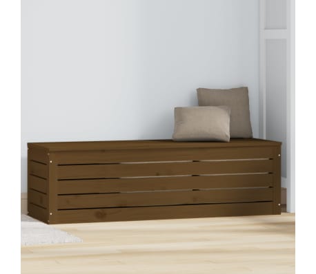 vidaXL Κουτί Αποθήκευσης Καφέ Μελί 109x36,5x33 εκ. Μασίφ Ξύλο Πεύκου