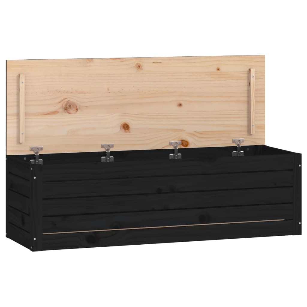 Úložný box černý 109x36,5x33 cm masivní borové dřevo