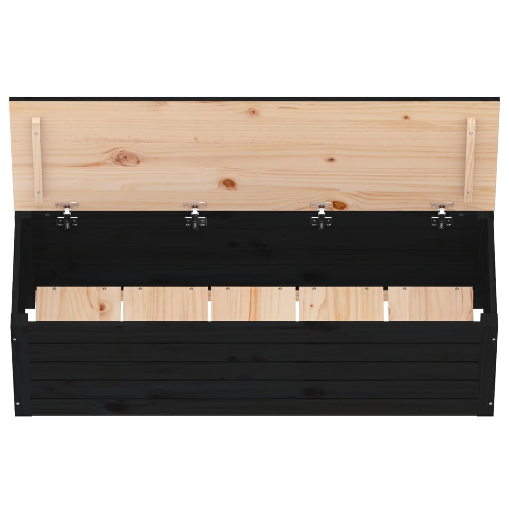 Úložný box černý 109x36,5x33 cm masivní borové dřevo