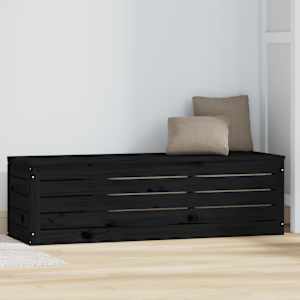 vidaXL Κουτί Αποθήκευσης Μαύρα 109x36,5x33 εκ. Μασίφ Ξύλο Πεύκου