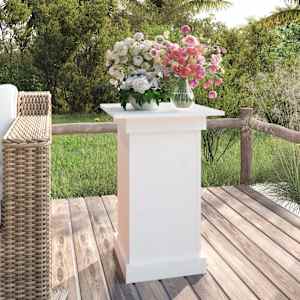 Stojalo za rože belo 40x40x60 cm trdna borovina