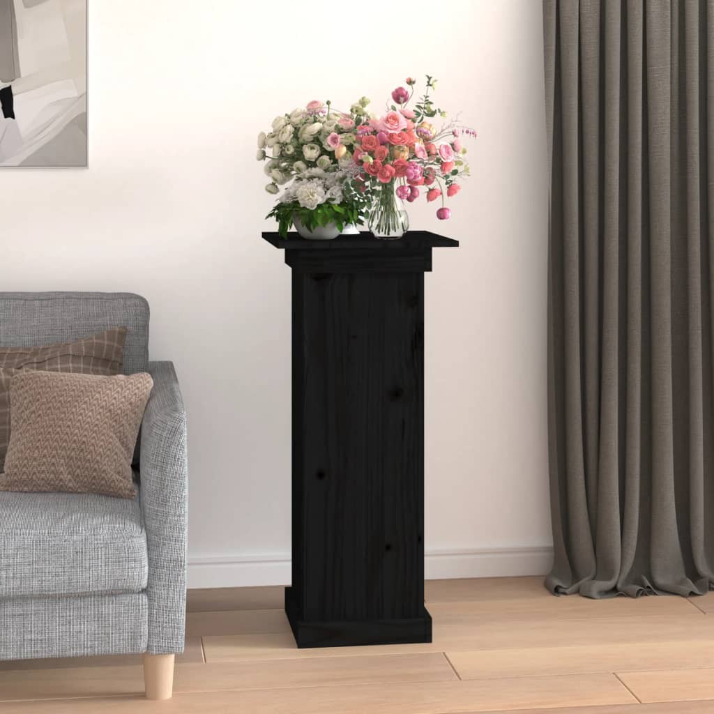 vidaXL Soporte para plantas madera maciza de pino negro 40x40x90 cm