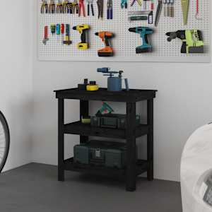 Delovna miza črna 78,5x50x80 cm trdna borovina