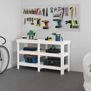 Delovna miza bela 142,5x50x80 cm trdna borovina