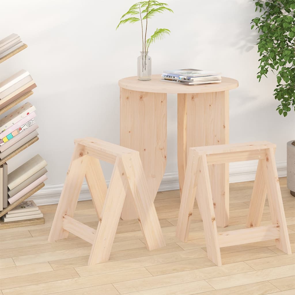 Tabourets lot de 2 40x40x45 cm bois massif de pin