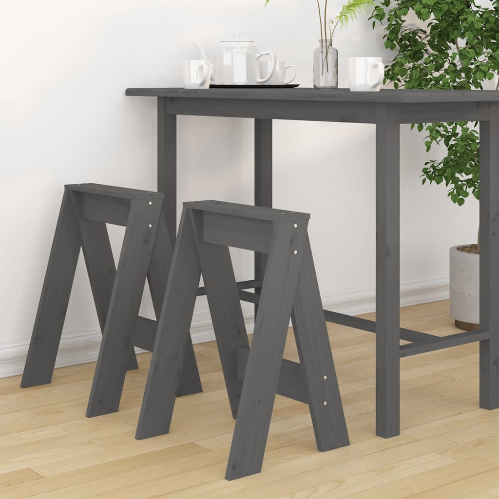 vidaXL Scaune, 2 buc., gri, 40x40x60 cm, lemn masiv de pin 40x40x60