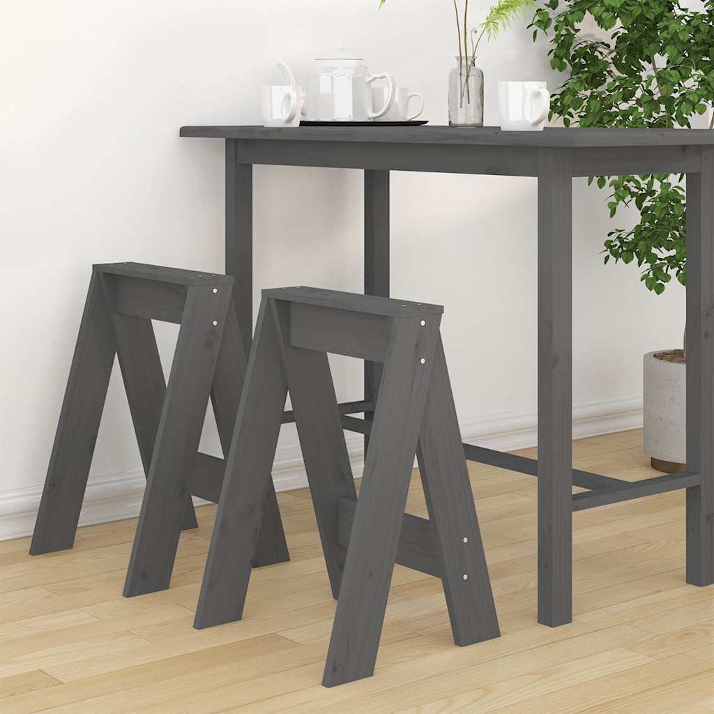 vidaXL taburetter 2 stk. 40x40x60 cm massivt fyrretræ grå