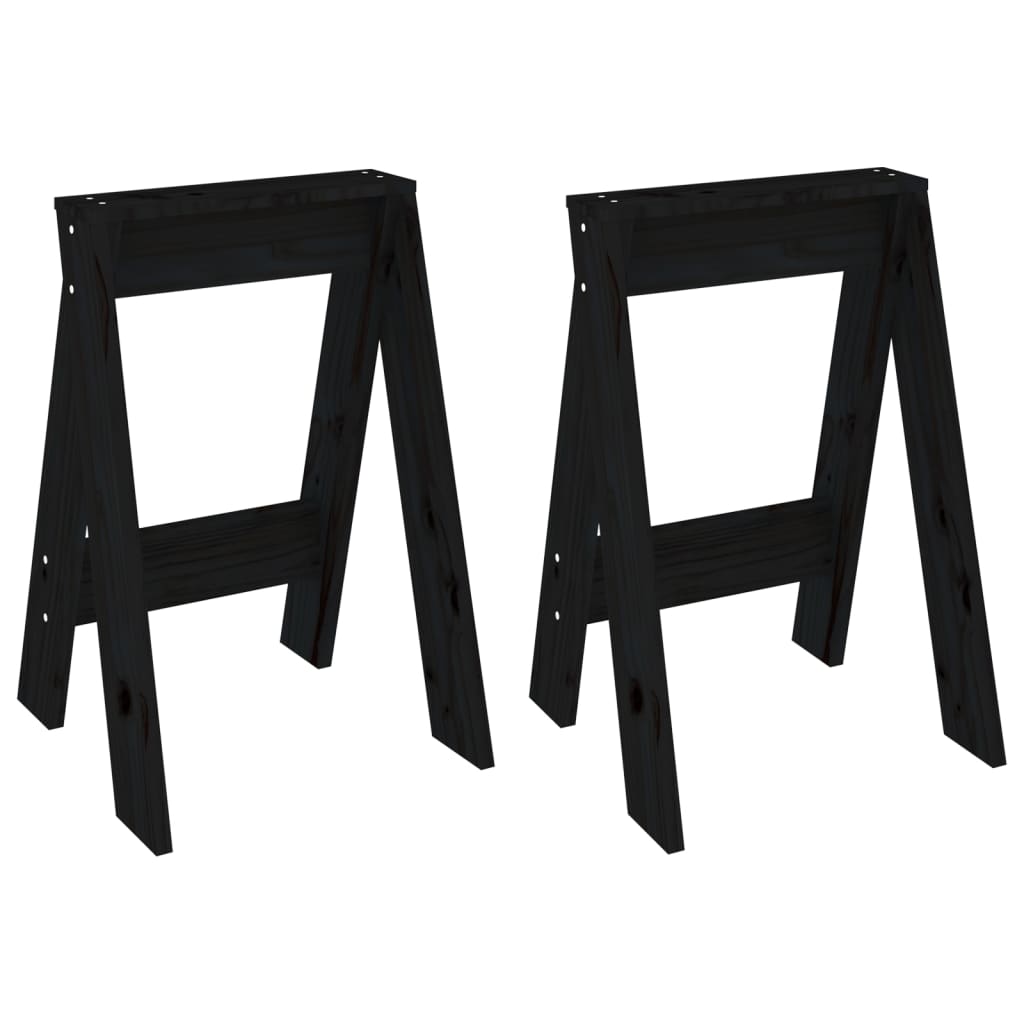 Thumbnail - vidaXL Hocker 2 Stk. Schwarz 40x40x60 cm Massivholz Kiefer
