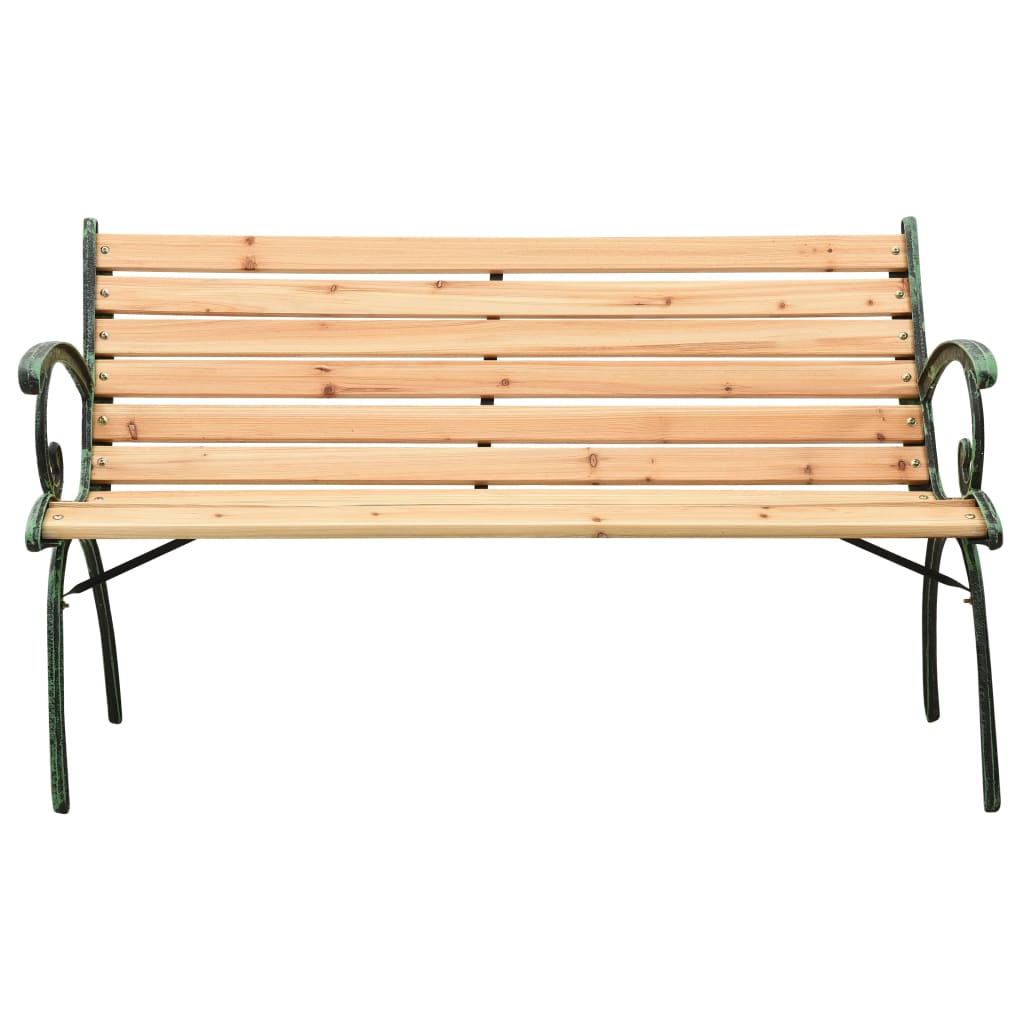 vidaXL öntöttvas és tömör fenyőfa kerti pad 116 cm