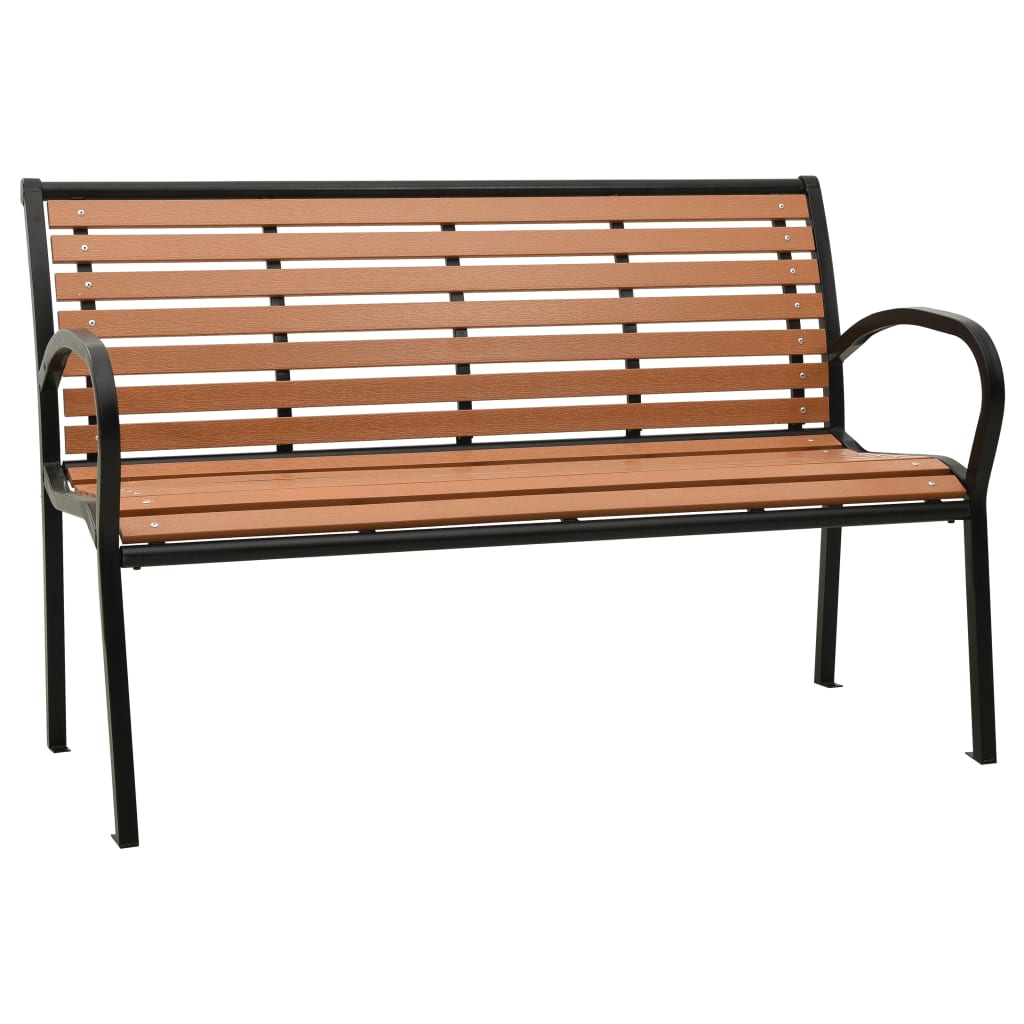 vidaXL Trädgårdsbänk svart och brun 116 cm stål och WPC