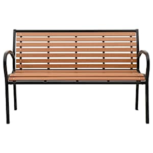 Zahradní lavice černá a hnědá 116 cm ocel a WPC - obrázek 2