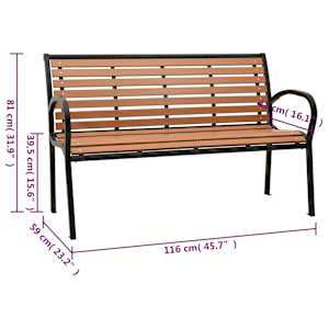 Zahradní lavice černá a hnědá 116 cm ocel a WPC - obrázek 6