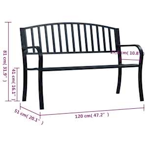 Zahradní lavice černá 120 cm ocel - obrázek 7