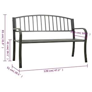 Zahradní lavice šedá 120 cm ocel - obrázek 6