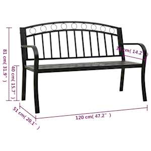 Zahradní lavice se stolkem černá 120 cm ocel - obrázek 7