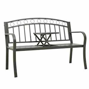 Zahradní lavice se stolkem šedá 120 cm ocel - obrázek 1