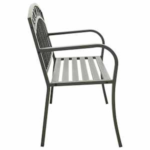 Zahradní lavice šedá 120 cm ocel - obrázek 3