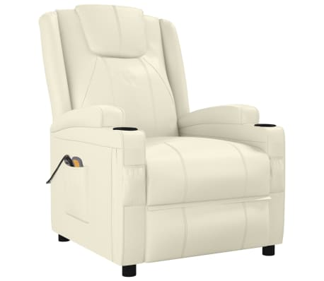 vidaXL Stand up Massage Chair Cream White Faux Leather