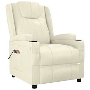 vidaXL Stand up Massage Chair Cream White Faux Leather