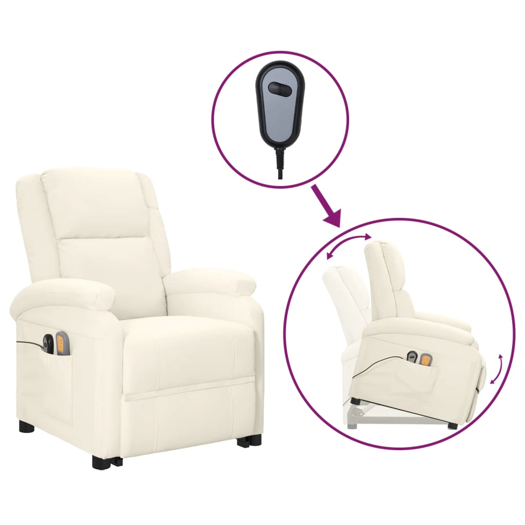 vidaXL Electric Stand Up Massage Chair Cream Faux Leather