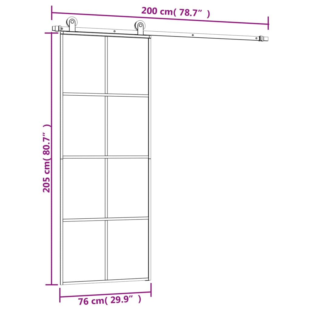 Schiebetür mit Beschlag ESG-Glas Aluminium Glastür mehrere Auswahl vidaXL - Produktbild 8