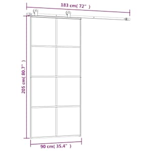 Posuvné dveře s kováním 90x205 cm ESG sklo a hliník - obrázek 9