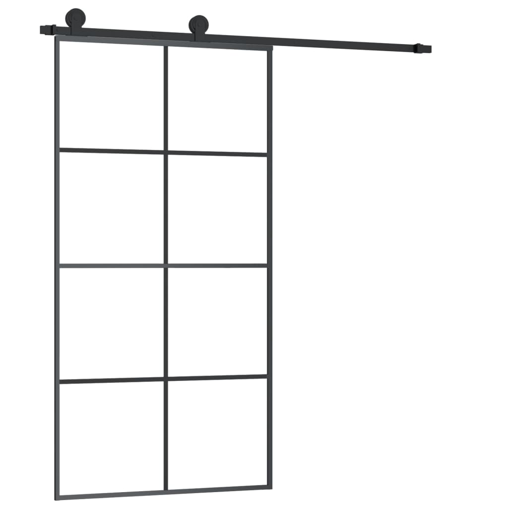 vidaXL Posuvné dveře s kováním 102,5 x 205 cm ESG sklo a hliník