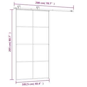 Posuvné dveře s kováním 102,5 x 205 cm ESG sklo a hliník - obrázek 9