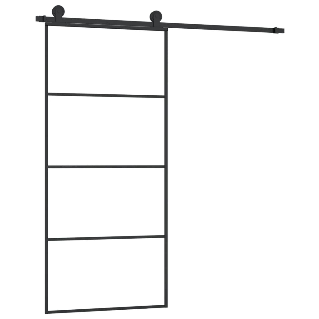 vidaXL Posuvné dveře s kováním 90x205 cm ESG sklo a hliník