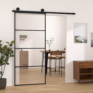Posuvné dveře s kováním 90x205 cm ESG sklo a hliník - obrázek 1