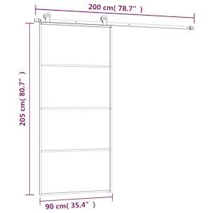 Posuvné dveře s kováním 90x205 cm ESG sklo a hliník - obrázek 8