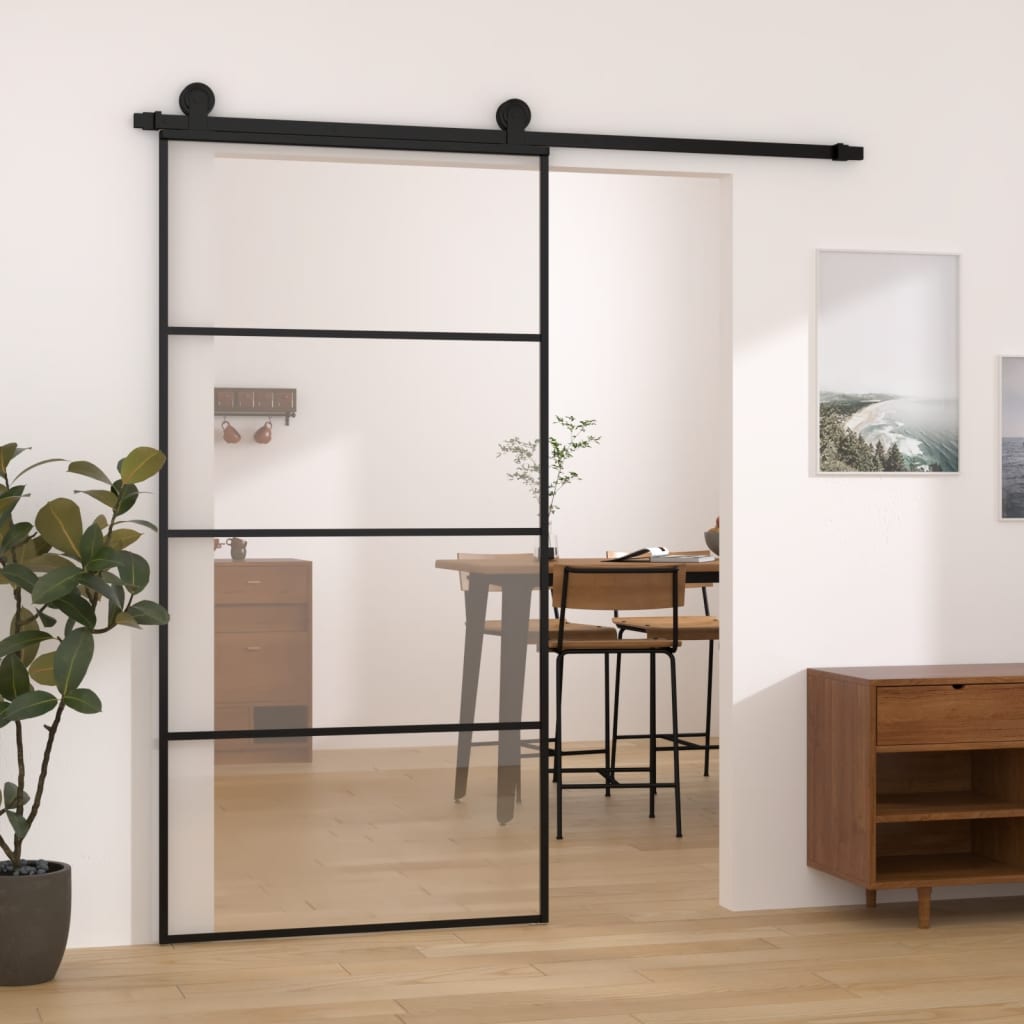 vida XL Schiebetür mit Beschlag 102,5x 205 cm ESG-Glas & Aluminium