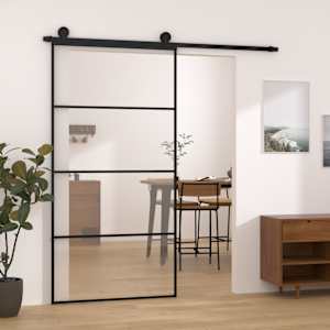 Posuvné dveře s kováním 102,5 x 205 cm ESG sklo a hliník - obrázek 1