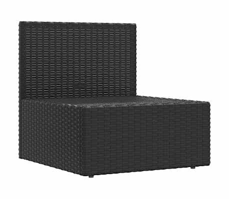 vidaXL Tr&auml;dg&aring;rdssoffa mittsektion med dynor svart konstrotting