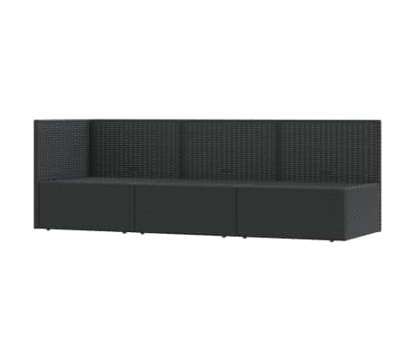 vidaXL 3-osaline aiamööblikomplekt patjadega, must, polürotang