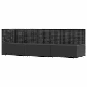 vidaXL 3-osaline aiamööblikomplekt patjadega, must, polürotang