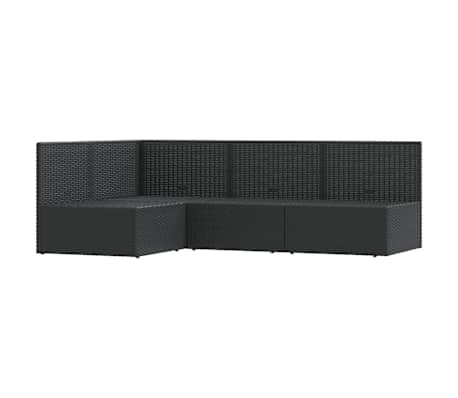 vidaXL 4 Piece Garden Lounge Set with Cushions Black Poly Rattan