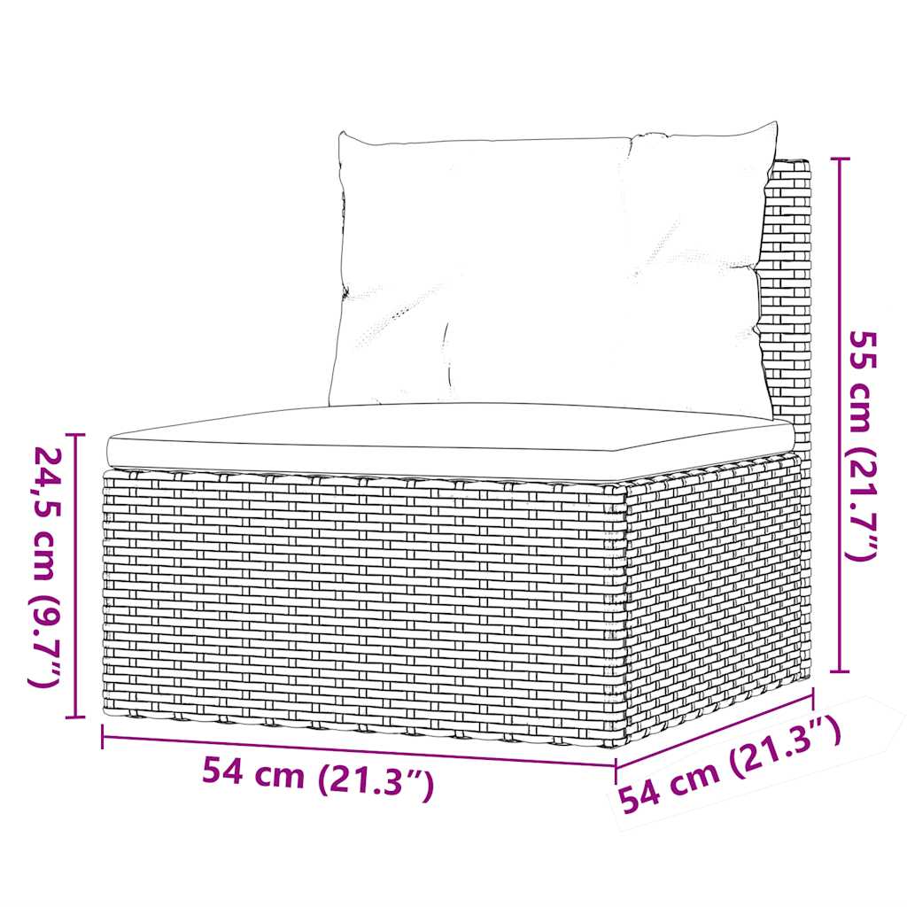 5-delige Loungeset met kussens poly rattan zwart - Afbeelding 11