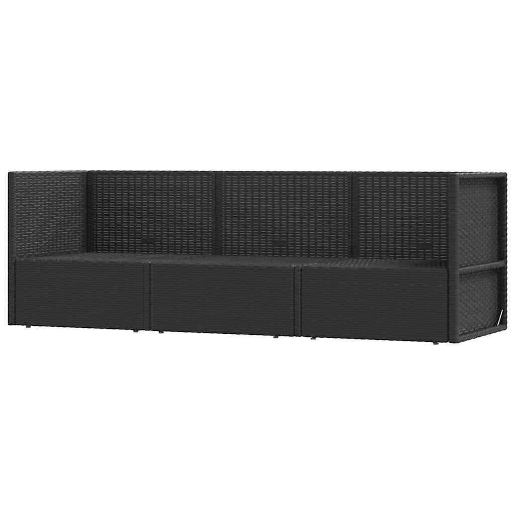 Thumbnail - vidaXL 3-tlg. Garten-Lounge-Set mit Kissen Schwarz Poly Rattan
