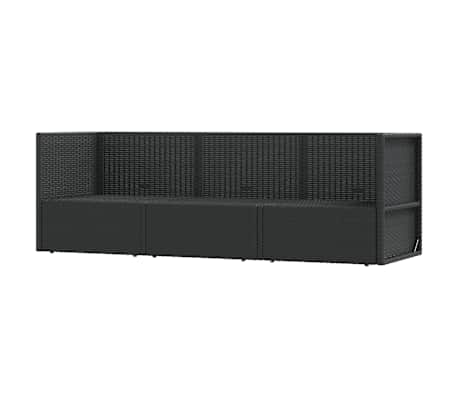vidaXL Salon de jardin 3 pcs avec coussins Noir R&eacute;sine tress&eacute;e